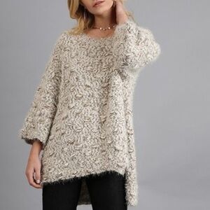 Umgee Cream Chunky Knit Oversized Slouchy Super Soft Sweater